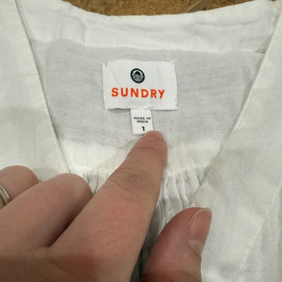 Sundry White Gauzy Cotton Peasant Midi Dress Sz 1 Small Boho Tiered Resortwear - Picture 2 of 9